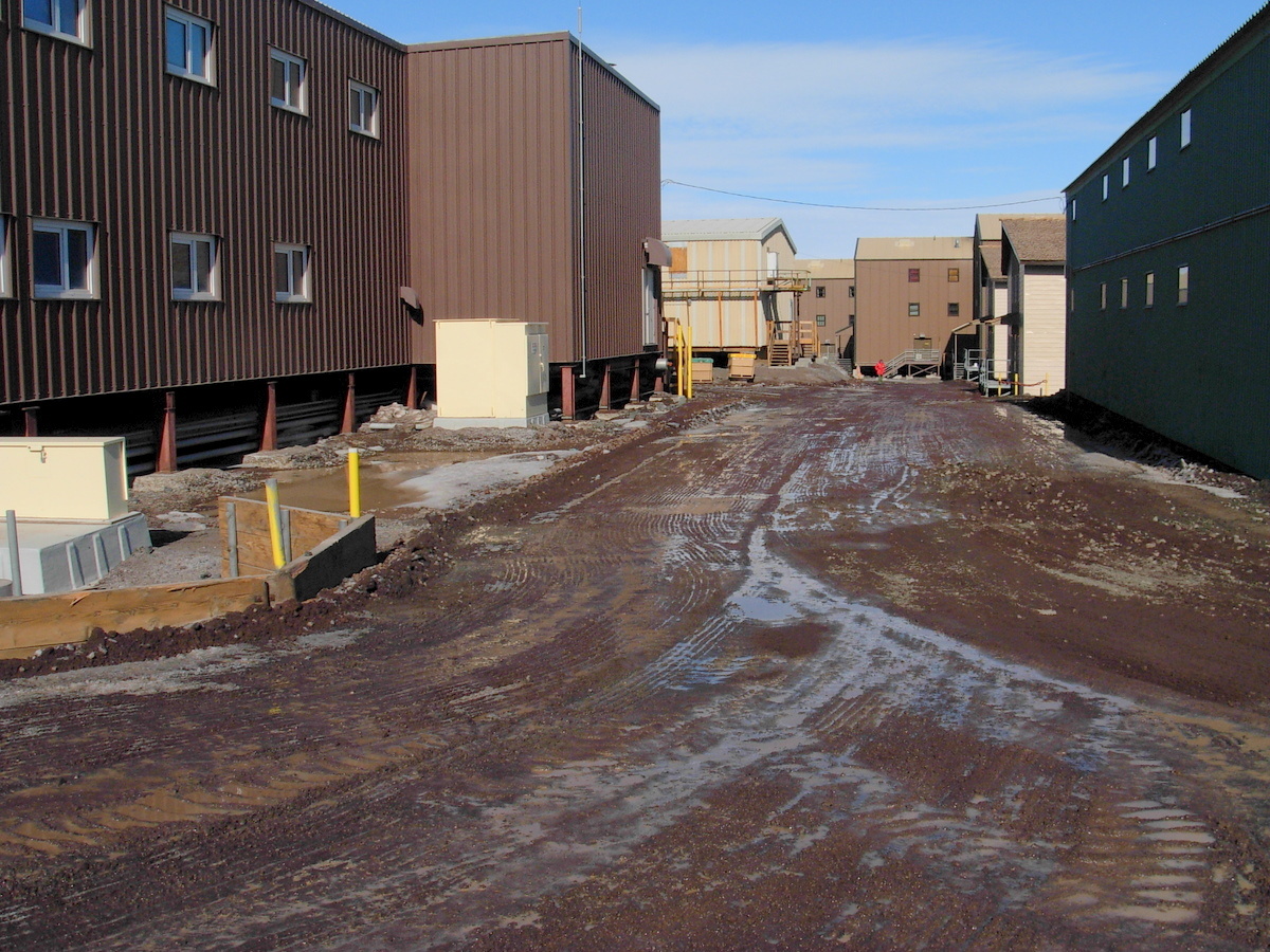 The streets of McMurdo; filled with half slush and half mud in the middle of a hot summer afternoon.