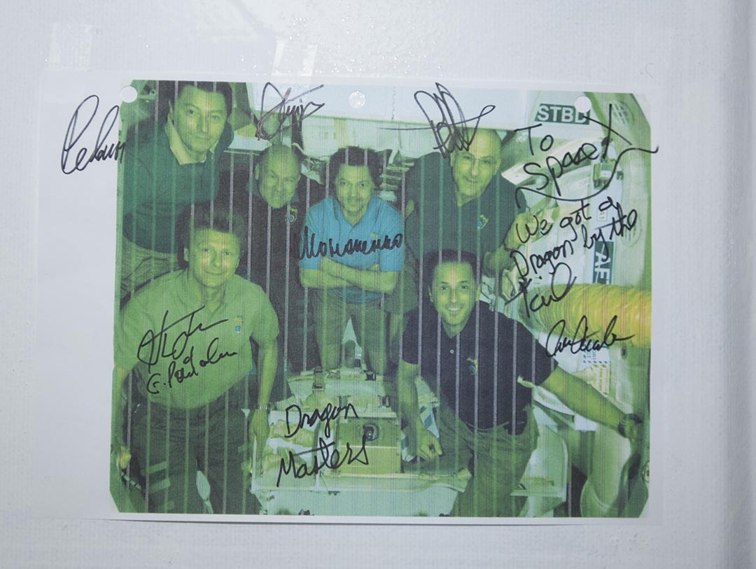 We left this crew picture inside the dragon’s belly for the Earth crew who will recover the treasures we stowed there.